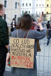 Demonstration gegen Schließung der deutsch-polnischen Grenze in Görlitz
