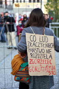 Demonstration gegen Schließung der deutsch-polnischen Grenze in Görlitz