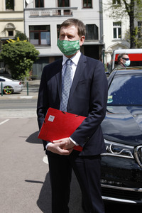 Pressegespräch mit den Ministerpräsidenten Kretschmer und Haseloff in Halle