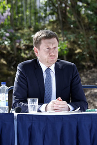 Pressegespräch mit den Ministerpräsidenten Kretschmer und Haseloff in Halle