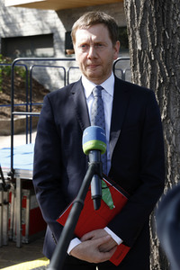 Pressegespräch mit den Ministerpräsidenten Kretschmer und Haseloff in Halle