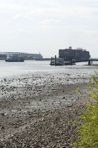 Niedrigwasser der Elbe in Hamburg