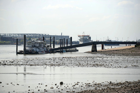 Niedrigwasser der Elbe in Hamburg