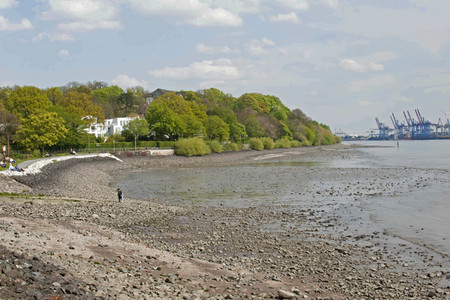 Niedrigwasser der Elbe in Hamburg