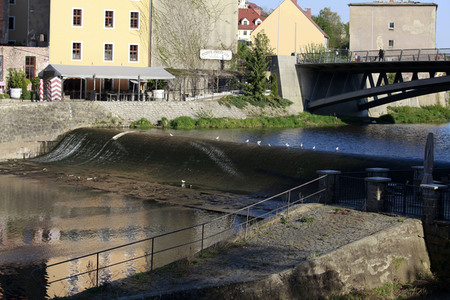 Niedrigwasser der Neisse bei Görlitz