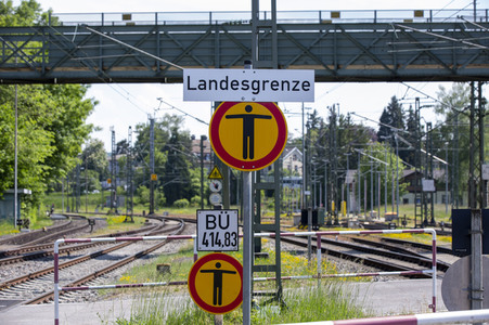 Landesgrenze Deutschland - Schweiz während der Coronakrise in Konstanz