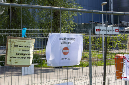 Landesgrenze Deutschland - Schweiz während der Coronakrise in Konstanz