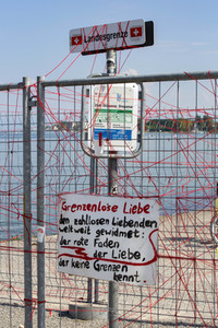 Landesgrenze Deutschland - Schweiz während der Coronakrise in Konstanz