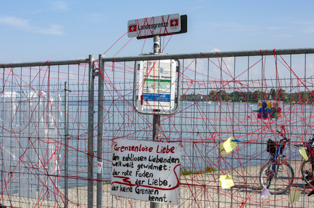 Landesgrenze Deutschland - Schweiz während der Coronakrise in Konstanz