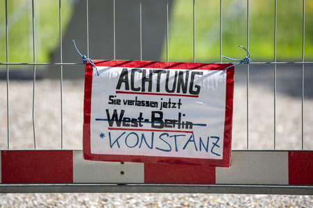 Landesgrenze Deutschland - Schweiz während der Coronakrise in Konstanz