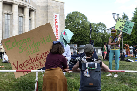 Protest gegen die Einschränkung der Grundrechte in Berlin
