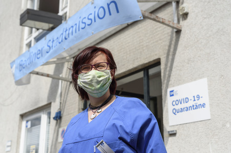 Vorstellung der ersten COVID-19-Quarantäne-Station für Obdachlose in Berlin