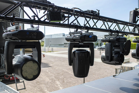 Bühnenaufbau für Autokonzerte in Erfurt