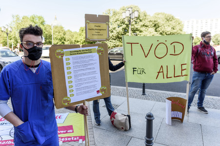 Demostration von Krankenhausbeschäftigten in Berlin