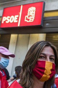 Proteste vor der PSOE-Zentrale in Madrid