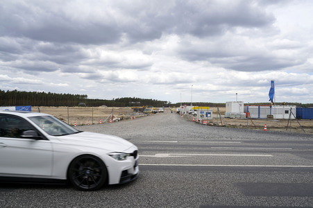 Das Baugelände der Tesla Gigafactory 4 in Grünheide
