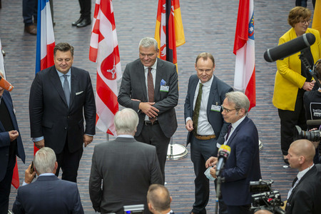 Pressetermin bei der Innenministerkonferenz 2020 in Erfurt
