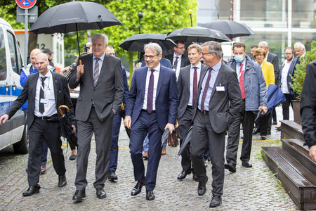 Pressetermin bei der Innenministerkonferenz 2020 in Erfurt