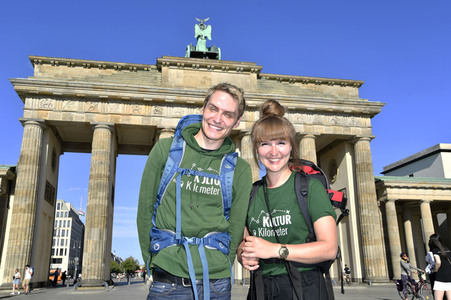Zieleinlauf der Aktion '750 Kulturkilometer' in Berlin