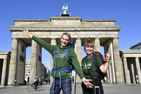 Zieleinlauf der Aktion '750 Kulturkilometer' in Berlin