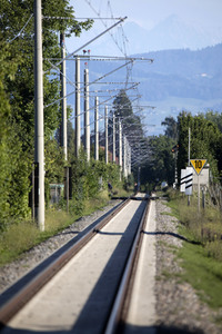 Ausbaustrecke der neu elektrifizierten Südbahn bei Lindau
