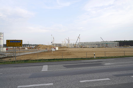 Baustelle der Tesla Gigafactory 4 in Grünheide
