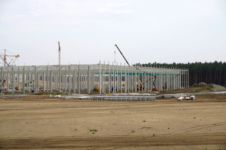 Baustelle der Tesla Gigafactory 4 in Grünheide