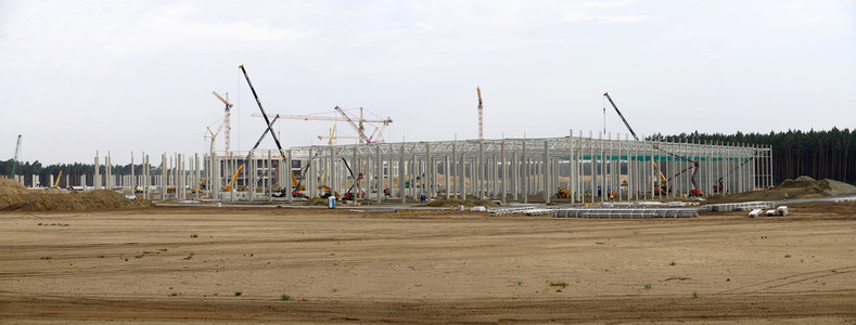Baustelle der Tesla Gigafactory 4 in Grünheide