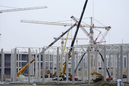 Baustelle der Tesla Gigafactory 4 in Grünheide