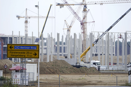 Baustelle der Tesla Gigafactory 4 in Grünheide