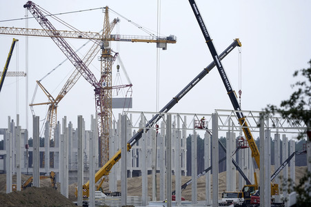 Baustelle der Tesla Gigafactory 4 in Grünheide
