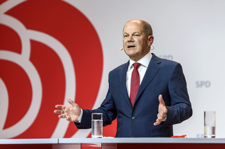 Pressekonferenz zur Nominierung von Olaf Scholz als Kanzlerkandidat in Berlin