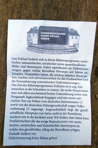 Demonstration gegen die Veranstaltung 'Lisa Eckhart - Die Vorteile des Lasters' in Dresden