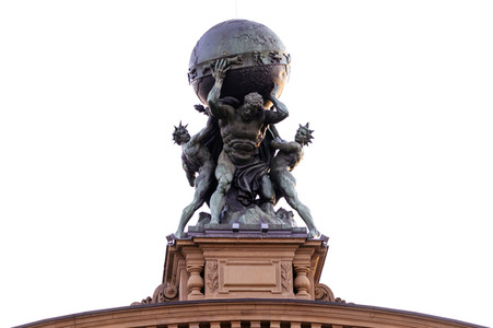 Atlas mit der Weltkugel Statue in Frankfurt