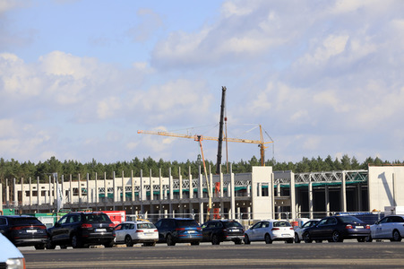 Richtfest auf der Baustelle der Tesla Gigafactory in Grünheide