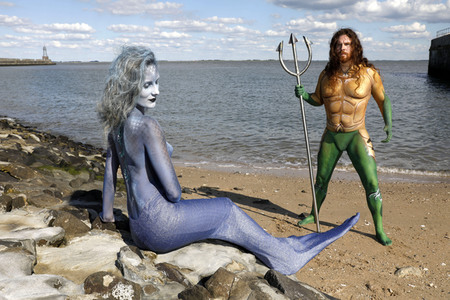 GEEK ART: Aquaman und Nixe / Aquaman and Mermaid Bodypainting