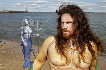 GEEK ART: Aquaman und Nixe / Aquaman and Mermaid Bodypainting