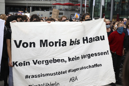 Demonstration für die Aufnahme von Flüchtlingen aus Moria in Berlin