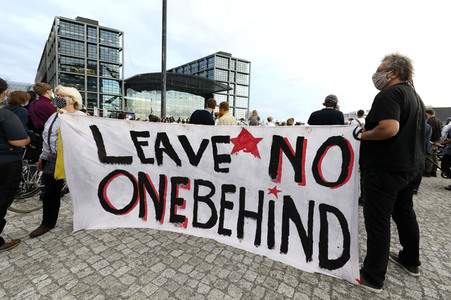 Demonstration für die Aufnahme von Flüchtlingen aus Moria in Berlin