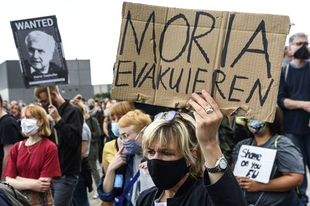 Demonstration für die Aufnahme von Flüchtlingen aus Moria in Berlin