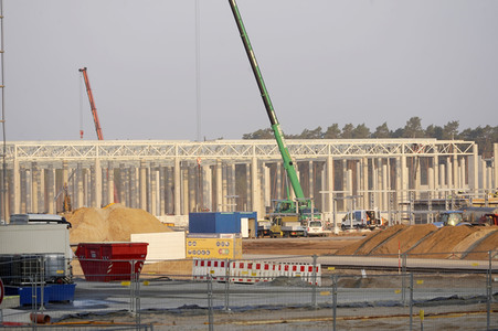 Baustelle der Tesla Gigafactory 4 in Grünheide