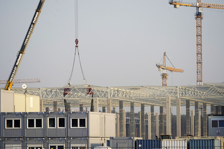 Baustelle der Tesla Gigafactory 4 in Grünheide