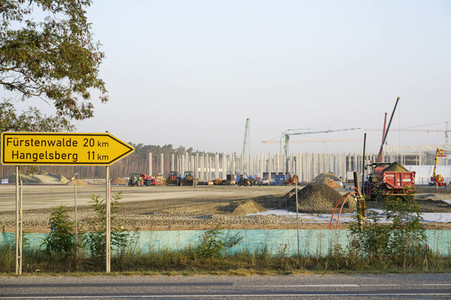 Baustelle der Tesla Gigafactory 4 in Grünheide