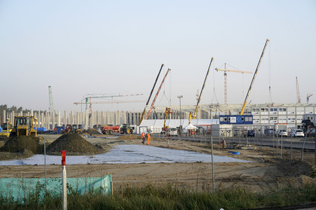 Baustelle der Tesla Gigafactory 4 in Grünheide