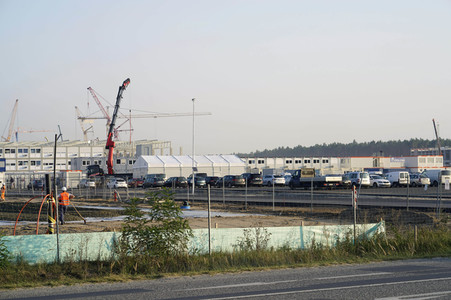 Baustelle der Tesla Gigafactory 4 in Grünheide
