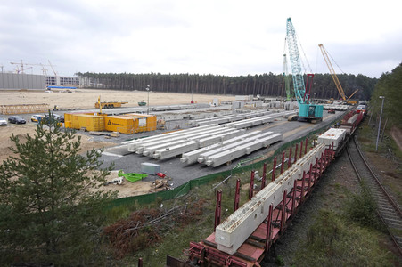 Baustelle der Tesla Gigafactory 4 in Grünheide