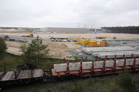 Baustelle der Tesla Gigafactory 4 in Grünheide