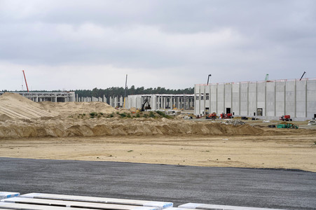 Baustelle der Tesla Gigafactory 4 in Grünheide