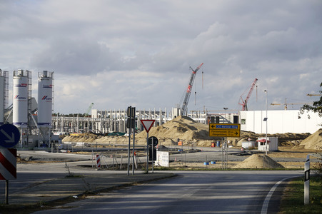 Baustelle der Tesla Gigafactory 4 in Grünheide