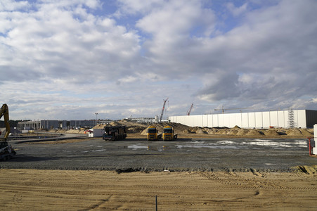 Baustelle der Tesla Gigafactory 4 in Grünheide